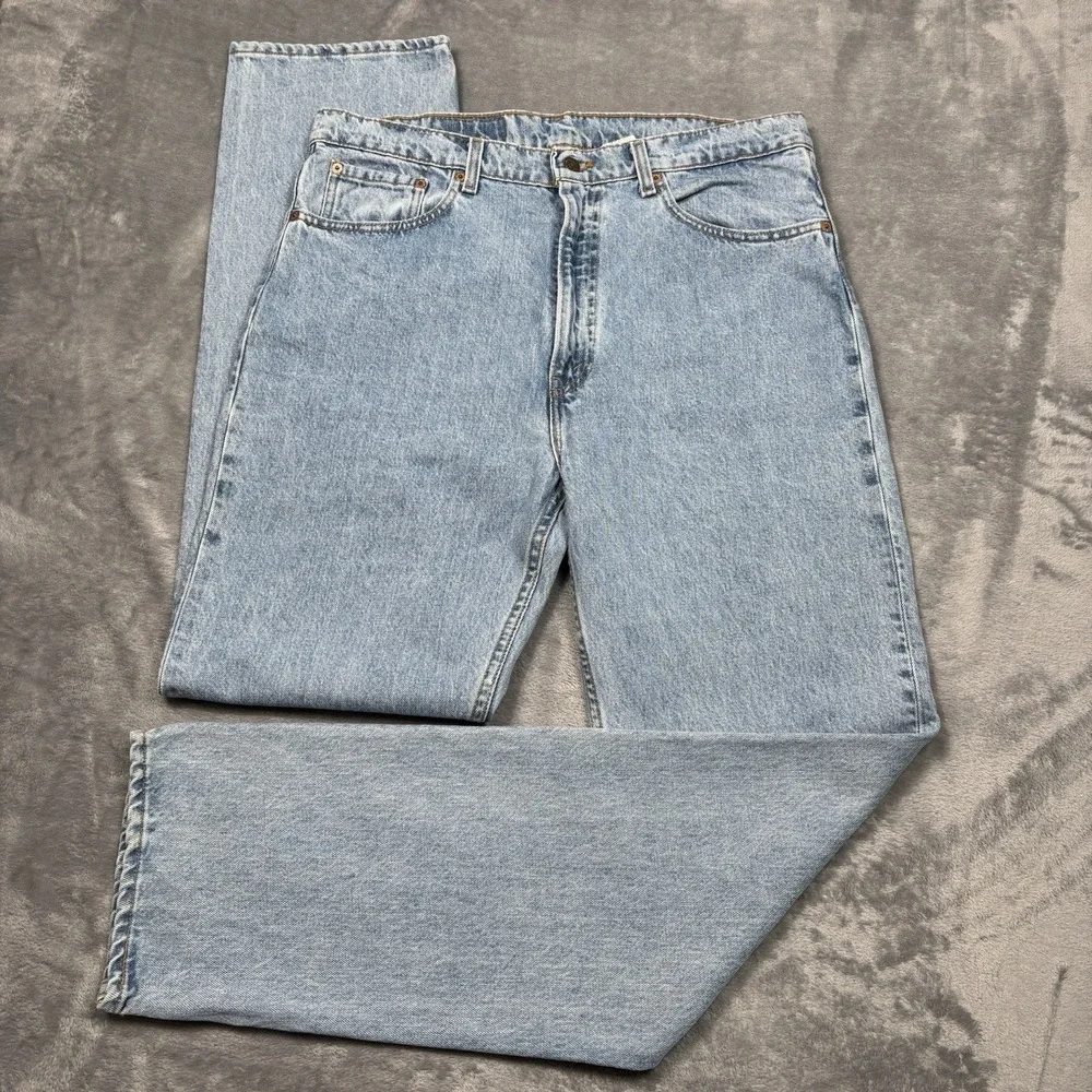 Vintage Levi's 505 36x35 Light Stonewash Made In USA Straight Leg Jeans 1997